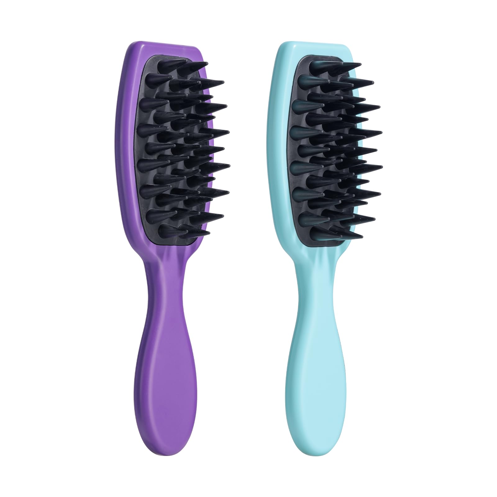 Photo 1 of (set of 2) oneleaf Hair Comb - Home Use Long Handle Shampoo Brush for Scalp Massage and Deep Cleansing(Pink & Gray) (Blue&Purple)