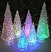 BANBERRY DESIGNS Christmas Tree LED - Set of 6 Acylic Xmas Trees with Painted Colorful Ornaments - Coloring Changing Tabletop Tree Decorations