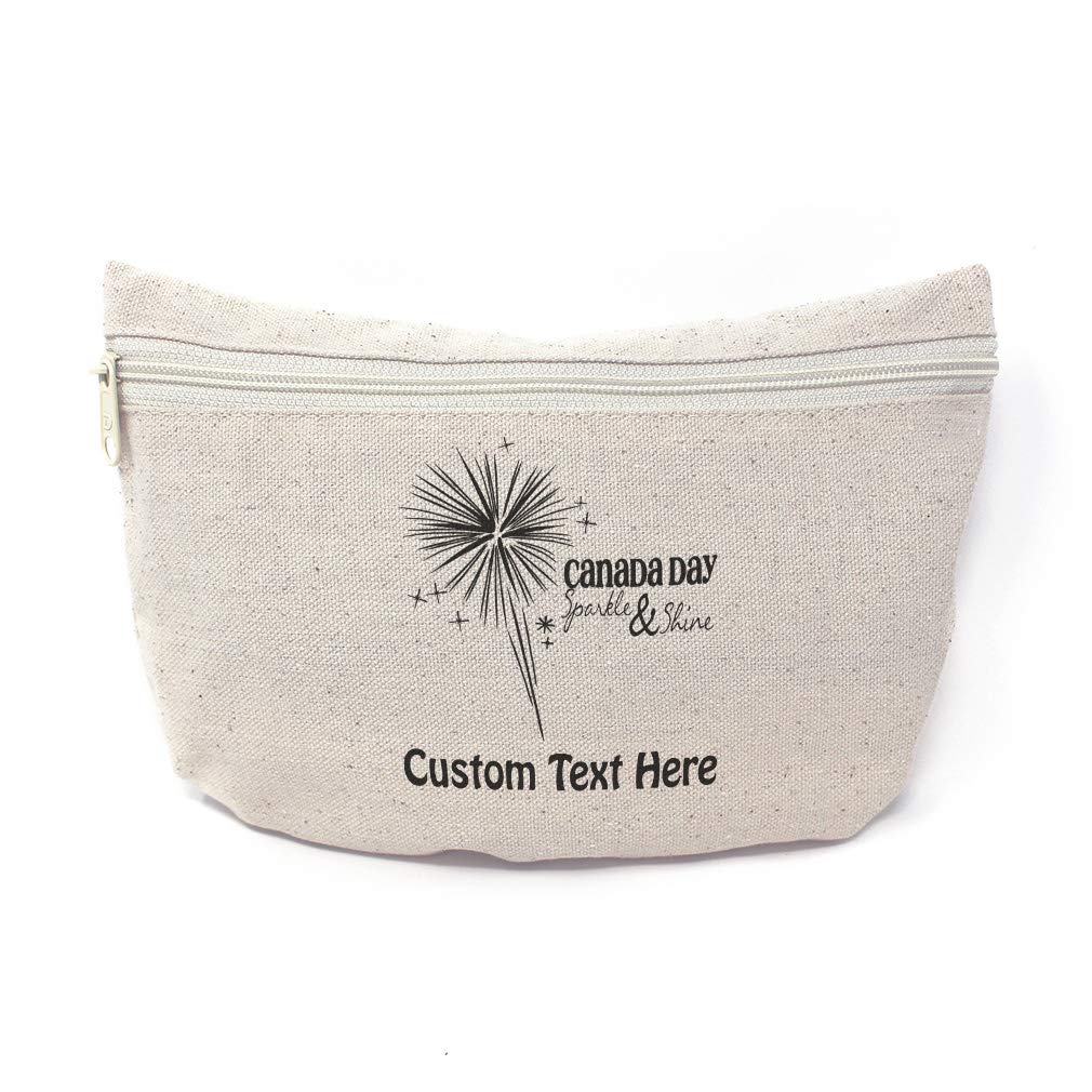 Custom Canvas Makeup Bag Canada Day Sparkle & Shine Countries I Love School Supplies Pencil Canvas Tote Pouch 9x6 Inches Natural Personalized Text Here