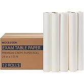 McKesson Exam Table Paper, Barrier Protection, Smooth White Paper, (24" X125' (Crepe))