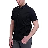 DKNY Short Sleeve Mens Button Down Shirt - Modern Fit, Breathable Stretch Cotton | Solid Woven Button Up Shirts for Men