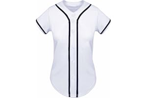 SPTEHW Womens Baseball Jersey Blank Button Down Softball Jersey Hip Hop Hipster Short Sleeve Sports Uniform