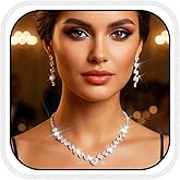 Aukmla Rhinestone Bridal Wedding Jewelry Set Sparly Crystal Bride Necklace Earring Sets Prom Jewelry for Women