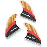 Abahub Surfboard Thruster Fins Set Compatible with Future Style Fin Box | Fiberglass Reinforced High Performance 3 Fins for Surf Boards, Longboard, Shortboard, Black/Blue/White/Fiberglass