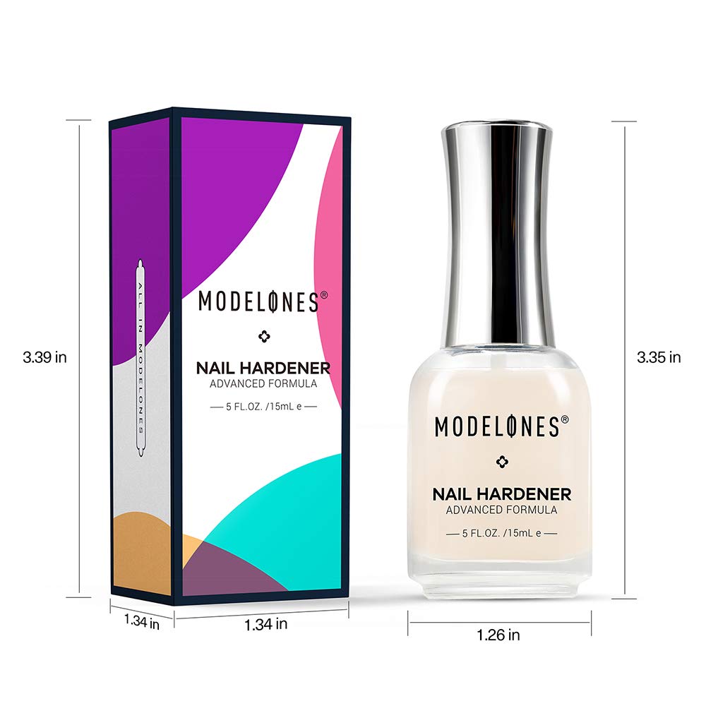 Modelones Nail Strengthener Nail Treatment for Chipping, Peeling, Brittle Fingernails, Strengthens, Conditions, Nail Hardener Use as a Top Coat or Base Coat, 0.5 fluid oz : Beauty
