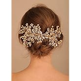 Denifery Gold Bride Crystal Wedding Hair Comb Silver Rhinestone Bridal Side Comb Opal Hair Piece Flower Wedding Hair Accessories for Women and Girls
