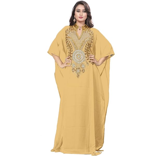 Kaftan for Women - Chiffon Women Kaftan Farasha Caftan Long Wedding Maxi  Beach Dress -Evening Dresses Wedding Cocktail Kaftan (Georgette, Beige) at  Amazon Women's Clothing store