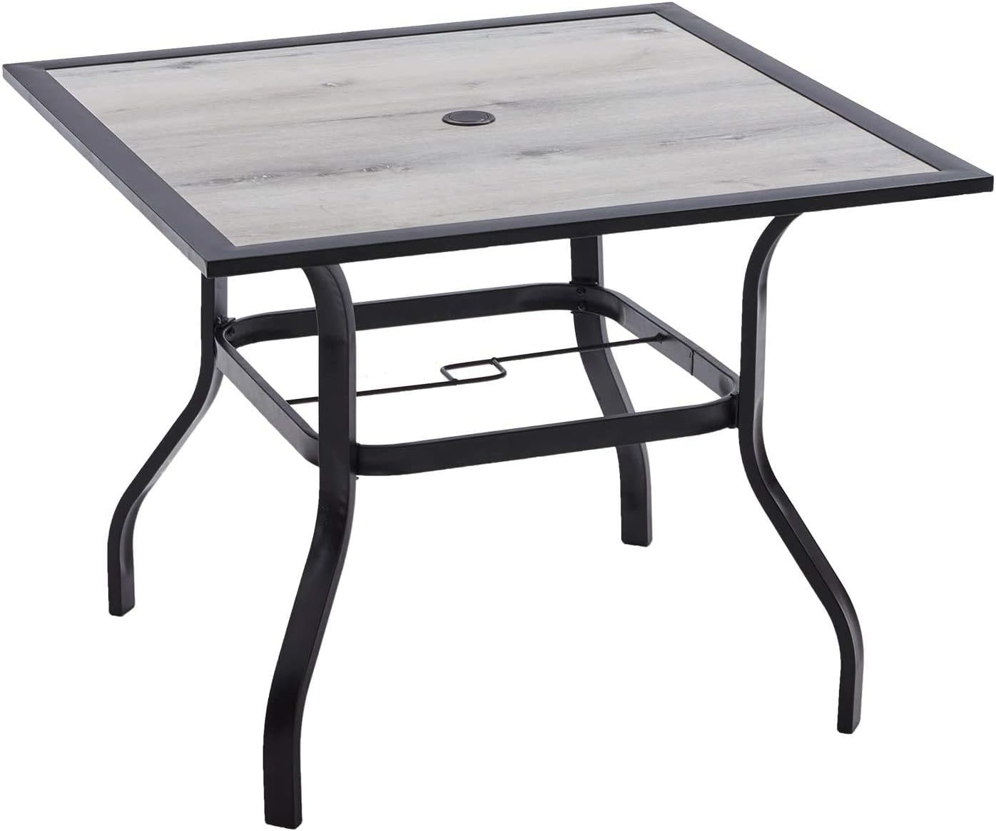 Outdoor Dining Table, Square Patio Furniture Table with Umbrella Hole