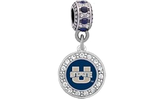 FINAL TOUCH GIFTS Utah State University Crystal Logo Charm Fits Compatible With Pandora Style Bracelets