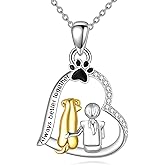 KZX Heart Pet Necklace for Women 925 Sterling Silver Always in My Dog Lover Memorial Dog Pendant Jewelry Gifts for Wife Girlfriend