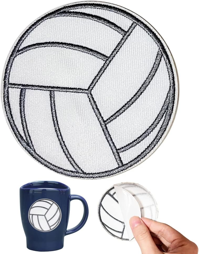 Mixed Media - Volleyball Self-adhesive Embroidered Iron On Patch - Sports Team Ball Badge Applique for Clothing, Bags, Hats