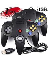 2 Pack Clásico Nintendo 64 Controller, innext N64 Wired USB PC Game Pad Joystick, N64 Bit USB Wired Controller Game Stick Joy PAD para Windows PC Mac Linux Android Raspberry Pi 3 Sega Genesis Higan