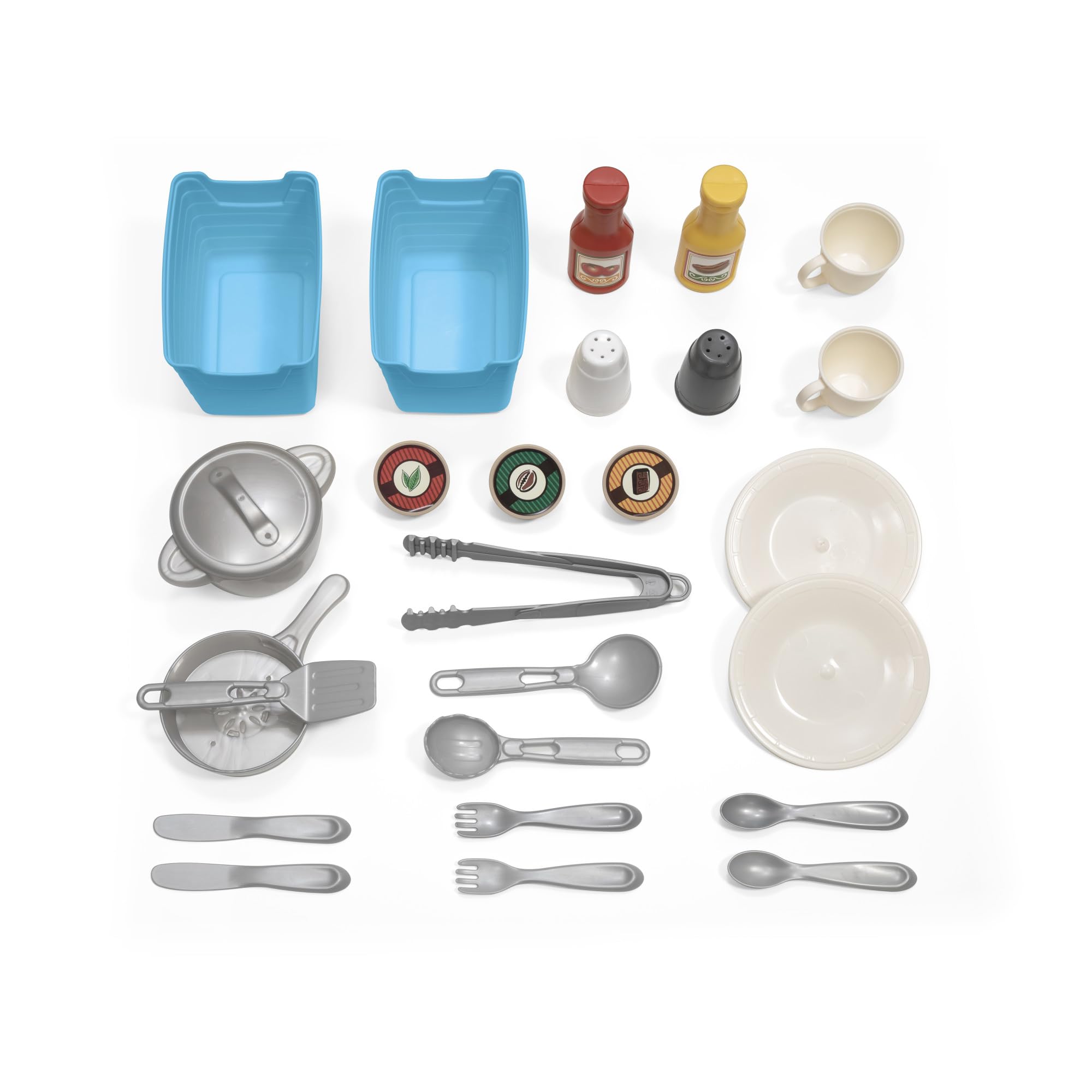 Step2 Fun with Friends Kids Kitchen Playset, Indoor/Outdoor Kitchenette, Interactive Play with Lights and Sounds, Durable Plastic, Includes 25 Piece Toy Accessories, Toddlers 2+ Years Old, Tan