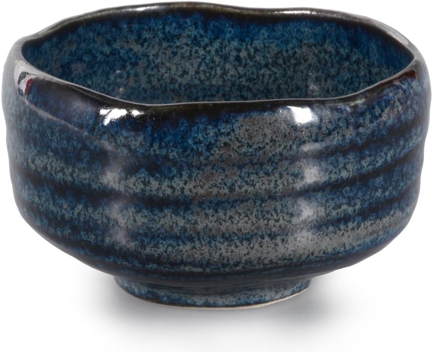Zekaano Original Japanese Matcha Bowl 500 ml, Handmade, Ø 13 cm Traditional Black/Blue Aricola®