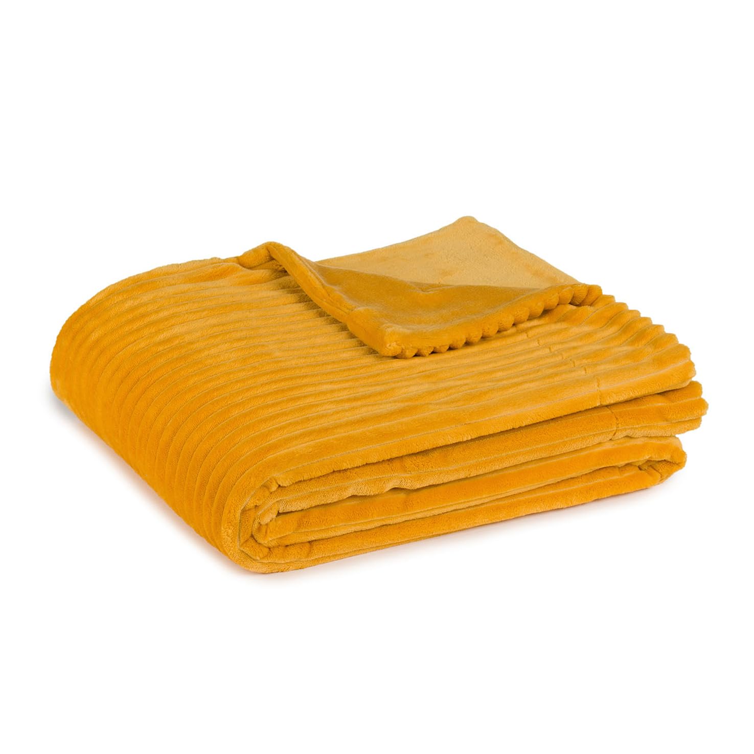 Gözze - Soft, Cuddly Throw/Blanket, Corduroy Look, 1620g/Stück, 150 x 200 cm - Mustard