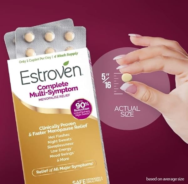 ESTROVEN COMPLETE MULTI-SYMPTOM MENOPAUSE SUPPLEMENT FOR WOMEN, 28 CT., CLINICALLY PROVEN INGREDIENT PROVIDE MENOPAUSE RELIEF & NIGHT SWEATS & HOT FLASH RELIEF* DRUG-FREE & NON-GMO