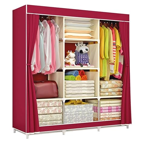 Decdeal Clothes Closet Portable Wardrobe Fully Closed Clothes