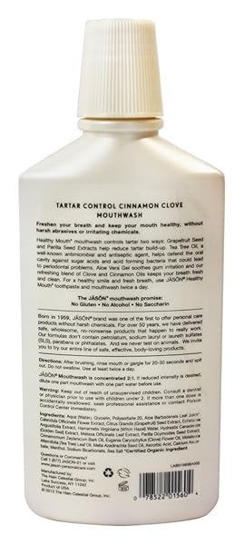 JASON HEALTHY MOUTH TARTAR CONTROL MOUTHWASH, CINNAMON CLOVE, 16 OZ