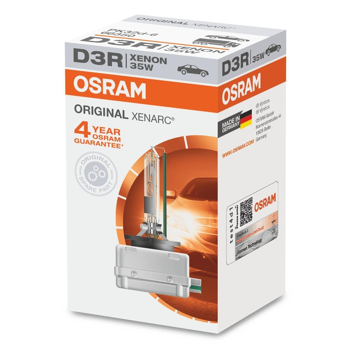 OSRAM XENARC ORIGINAL D3R xenon headlamp bulb 66350 +100% 4150K 1 piece in folding box
