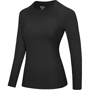 Roadbox Women's Compression Shirt Long Sleeve, Quick Dry Athletic Base Layer Tops, UPF 50+ Running Workout Underscrub Shirts