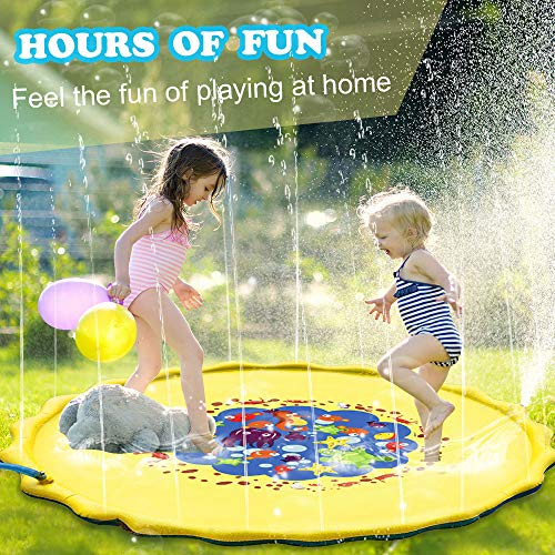 Candywe Splash Pad Kids Toys, 68" Sprinkle and Splash Play Mat Pad Toy for Children Infants Toddlers Boys Girls and Kids,Water Toys for Summer Fun Backyard Water Play Mat Outside Toys for Kids