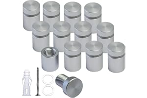 BESTANDOFF Pack of 12, Aluminum Standoff Screws, Wall Sign Standoff Mounting Hardware Advertising Glass Standoff Nail for Hanging Acrylic Picture Frame (12, Satin Chrome, 1/2" x 1/2")