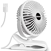 BESKAR Clip on Fan, 360° Rotation Quiet Stroller Fans with Strong Airflow,3 Speeds, Portable Small Fans with Sturdy Clamp,Perfect Personal Cooling Fan for Office Table Bedroom Kitchen