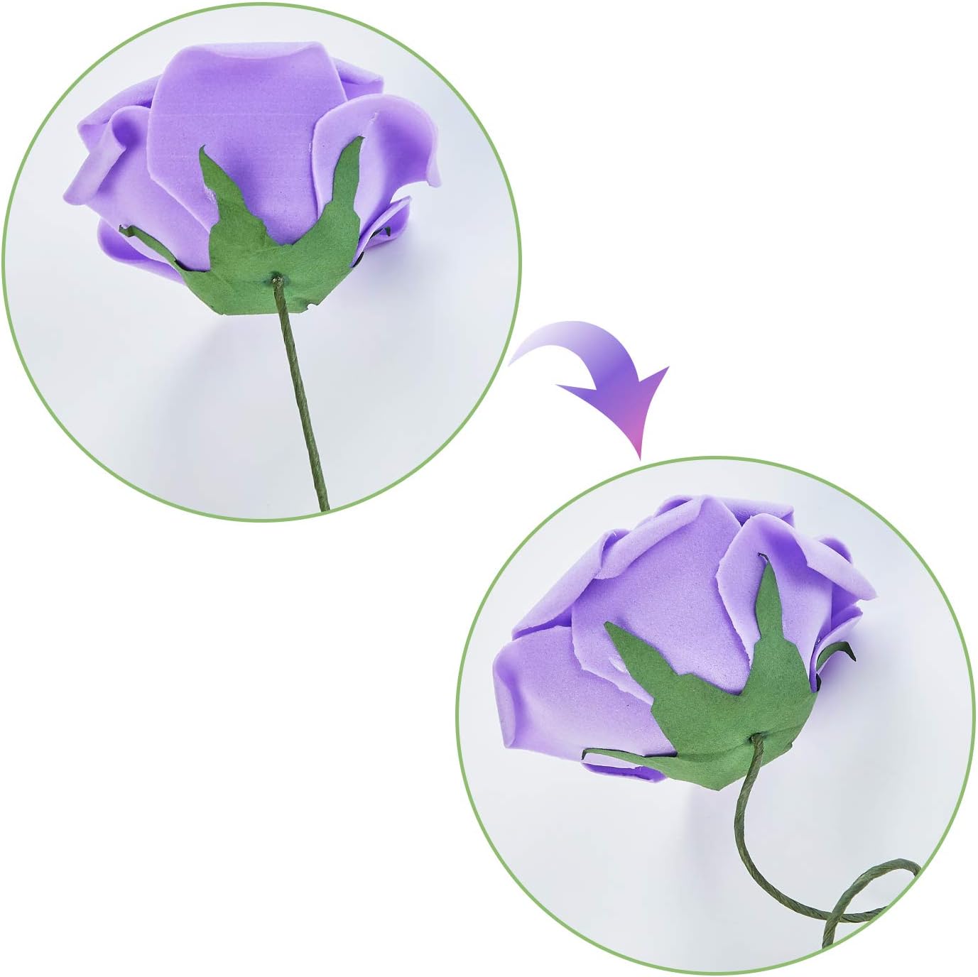 N&T NIETING Artificial Flowers Roses, 25pcs Purple Foam Roses, Fake Lavender Flowers for Wedding Bridal Bouquets Party - Image 3