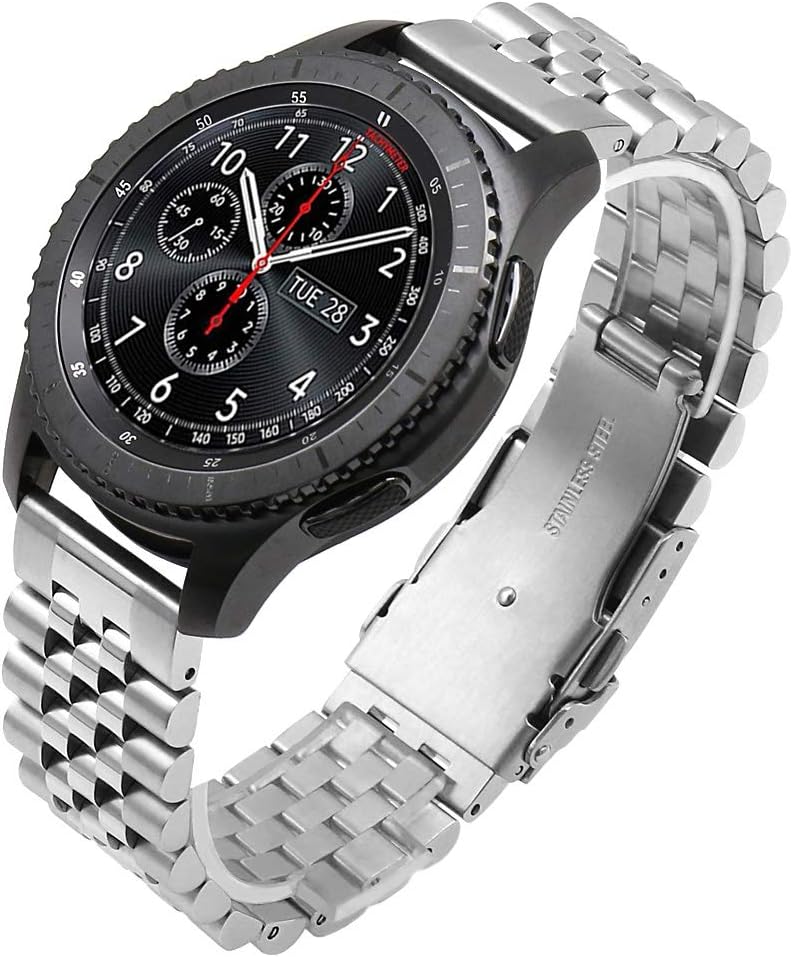 Kai Tian Compatible for Samsung Galaxy Watch 46mm Gear S3 Frontier Gear S3 Classic Quick Release 22mm Watch Straps Tapered Strap for Men Women Silver