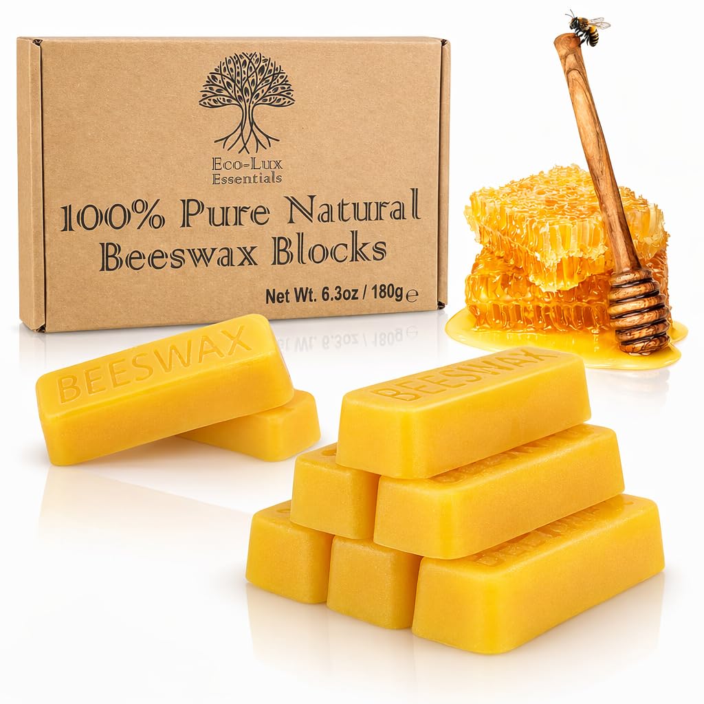 Eco Lux 8 Beeswax Blocks 100% Pure Natural Organic Bees wax 180g