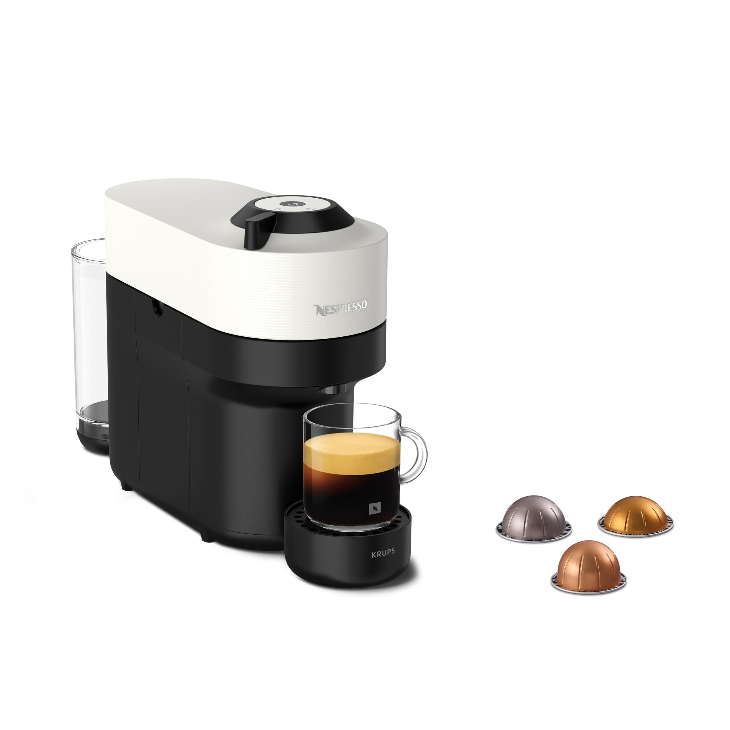 Nespresso Krups Vertuo Pop Kaffeekapselmaschine, Kapazität: 560 ml, automatische Kapselerkennung, One-Touch-System, 4 Tassengrößen, verkürzte Aufheizzeit, nachhaltig, Coconut White, XN9201
