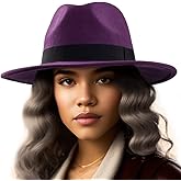 Felt Wide Brim Fedora Hats for Women Men, with Band Belt Buckle, Adjustable