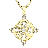Eusense Nudo De Bruja Plata 925 Original Witches Knot Necklace Tetragrammaton Hecate Triple Moon Goddess Lilith Jewelry Pentagram Pendant for Women Men