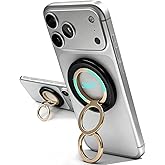 for MagSafe Phone Grip, 360° Rotation Magnetic Cell Phone Grip Magnetic Ring Holder Kickstand Mag Safe Ring Stand Compatible with iPhone 17 16 15 14 13 12 Pro Max MagSafe Accessories Android