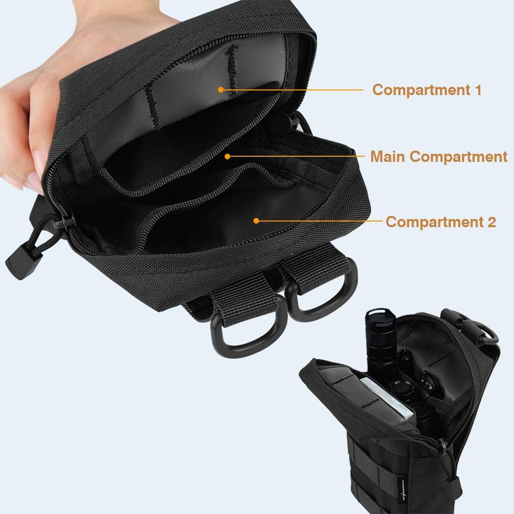 FUNANASUN 2 Pack Molle Pouches Tactical Compact Water Resistant EDC Pouch (Black) : Sports & Outdoors