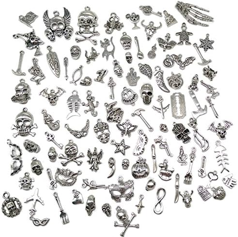 Pack of 100 Mixed DIY Steampunk Pendants Charms for Crafting,Cosplay Halloween Decoration,Bracelet Necklace Jewelry Findings Jewelry Making Accessory