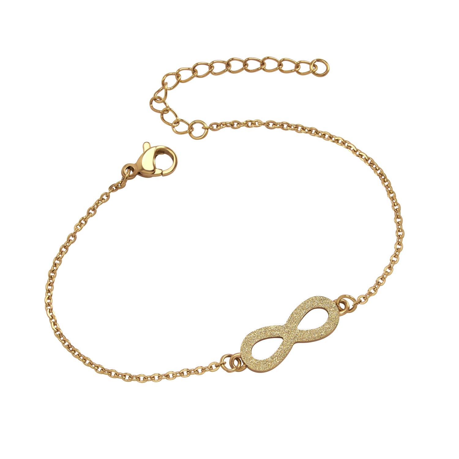 555Jewelry Stainless Steel Cable Chain Sandblasted Sparkling Glittering Infinity Cuff Bracelet, Infinity Bracelet, Infinity Bracelets for Women, Girlfriend Bracelets, Gold, 7.5 Inch