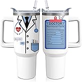 Kearscupra 40oz Doctor Tumbler with Handle and Straw, Doctors Day Insulated Stainless Steel Cup, Surgeon Travel Coffee Mug Water Bottle, Medical Student Gifts for Women Men