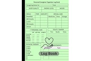 Caregiver Organizer log book: Patient Journal Book For Caregivers, Daily Medical Care Planner For Caretakers Assisting Elderly People, Personal Caregiver ... Care Recorder, Caregiving Tracker