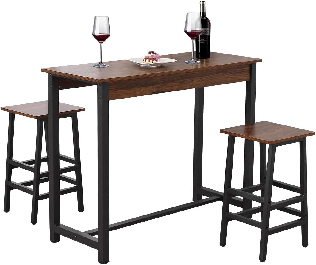 Bizzoelife Counter Height Table Chair Set Kitchen Dining Breakfast Pub Table with 2 Bar Stool Chair