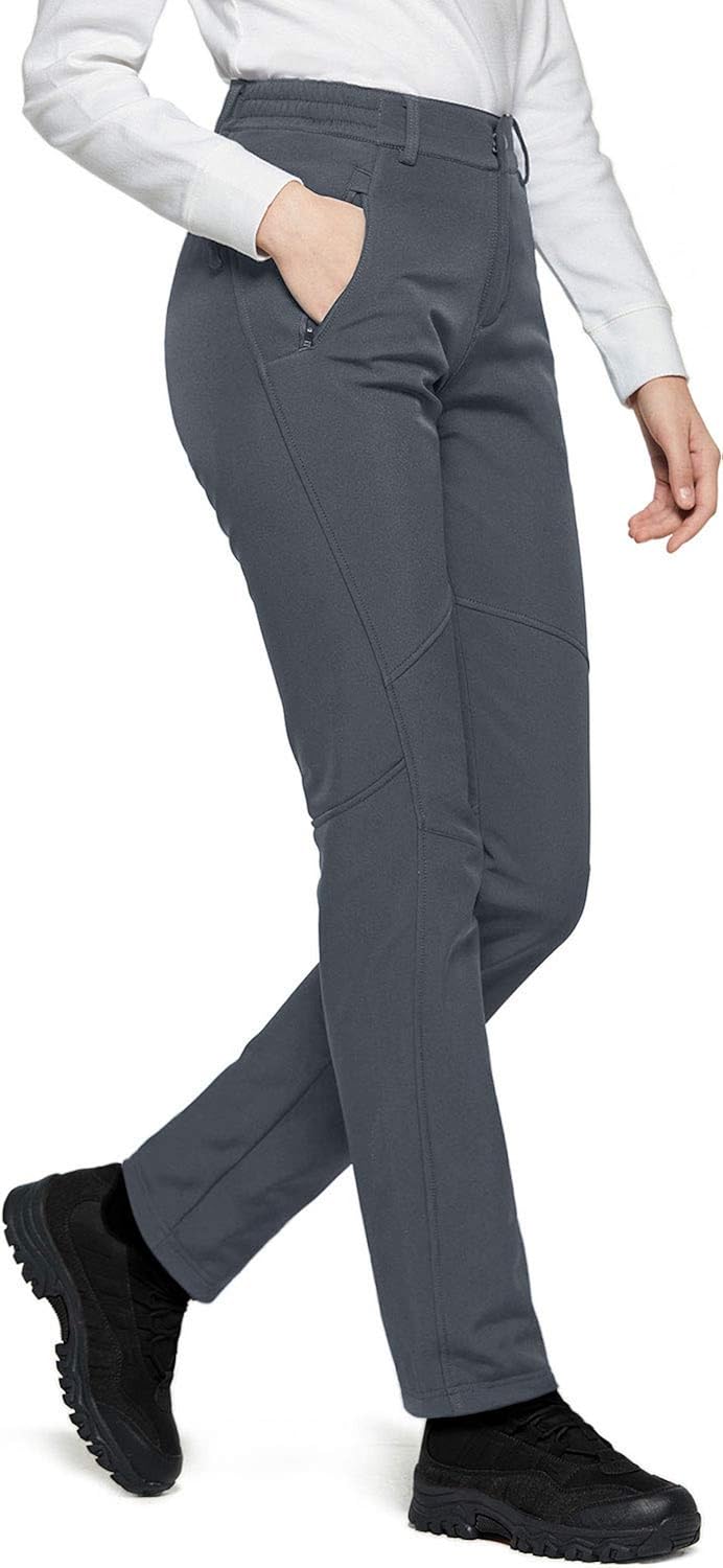 TSLA Women's Softshell Hiking Pants, Fleece Lined Water Repellent Winter Pants, Insulated Work Outdoor Pants for Cold Weather : Clothing