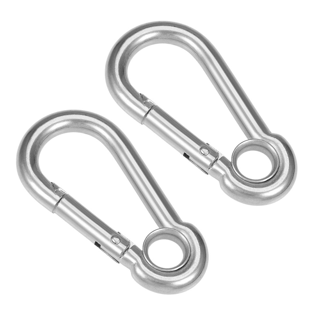 sourcing map Carabiner Snap Hook, 3.16"/80.3mm 304 Stainless Steel Carabiner Spring Snap Link Hook Clip Keychain 2Pcs