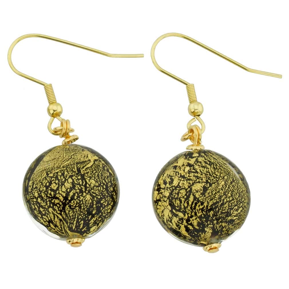 Glass Of Venice Murano Glass Ca D'Oro Disk Earrings - Black