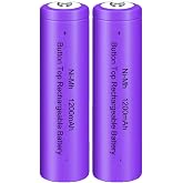 2Pack Ni-MH Batteries 3.7V 1200mAh Button Top Rechargeable Battery, 1200mah 3.7v 4.44wh Rechargeable Batteries, for LED Flashlight, Headlamps, Doorbells, RC Cars