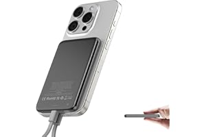 DBASNE for Magsafe Portable Charger, Magnetic Power Bank 0.3" Ultra Slim 5000mAh Wireless powerbank with Type-C Cable 20W PD Fast Charging Battery Pack, Phone Charger for iPhone 17/16/15/14 all Series black