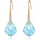 Dainty Austrian Crystal Baroque Drop Dangle Earrings for Women 14K Gold Plated Hook Earring Hypoallergenic Jewelry Gifts for Women