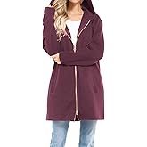 Design by Olivia Women's Casual Oversized Loose Fit Zip Up Pullover Hoodie Tunic Sweatshirt Jacket Fall Outfits (S-3X)