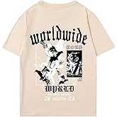 COZYEASE Men's Letter Graphic Tee Casual Short Sleeve Round Neck Summer Shirt Streetwear Top