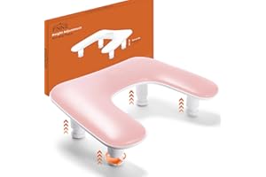 FNNZ Arm Rest for Nails Tech, 3 Height Adjustatle Nail Arm Rest Stand, U Shaped Manicure Hand Rest, Soft PU Leather Fabric for Manicurists Nail Salon Supplies - Pink