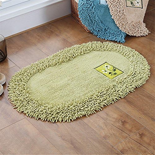 Simple modern cotton chenille cloth embroidery thickening absorbent oval non-slip mats door mats bathroom rugss 23 x 35 inch approx